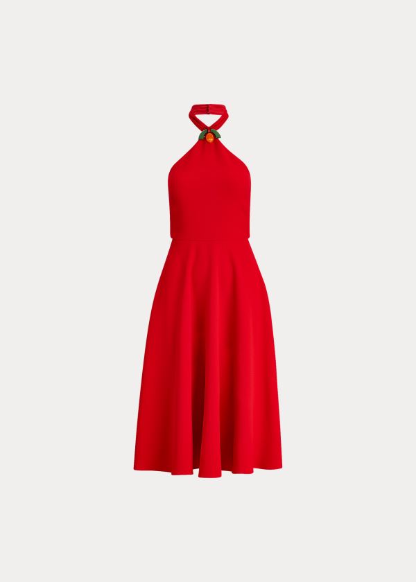 Vestidos Ralph Lauren Mujer Rojos - Arleen Crepe Cady Halter - SLKEO7593